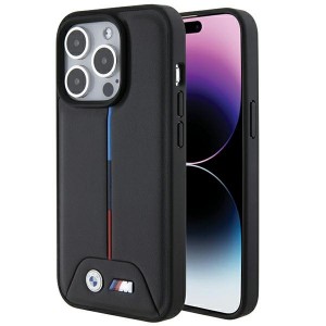 BMW iPhone 15 Pro Max Hülle Case M Power Quilted Tricolor Schwarz