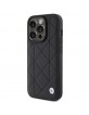 BMW iPhone 15 Pro Max Case Genuine Leather Pattern Quilted Black