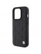 BMW iPhone 15 Pro Max Case Genuine Leather Pattern Quilted Black