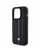 BMW iPhone 15 Pro Max Case Stamp Blue Lines Genuine Leather Black