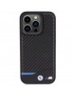 BMW iPhone 15 Pro Hülle Case Leather Carbon MagSafe Schwarz