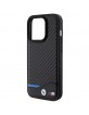 BMW iPhone 15 Pro Hülle Case Leather Carbon MagSafe Schwarz