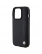 BMW iPhone 15 Pro Case Cover Genuine Leather Textured Stripe Black