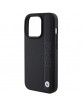 BMW iPhone 15 Pro Max Case Genuine Leather Textured Stripe Black