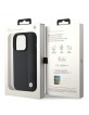 BMW iPhone 15 Pro Max Case Genuine Leather Textured Stripe Black