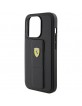 Ferrari iPhone 15 Pro Case Cover Grip Stand Metal Logo Black