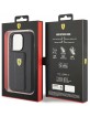 Ferrari iPhone 15 Pro Hülle Case Cover Grip Stand Metal Logo Schwarz