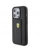 Ferrari iPhone 15 Pro Max Hülle Case Cover Grip Stand Metal Logo Schwarz