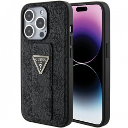 Guess iPhone 15 Pro Hülle Case Grip Stand Strass Diamond Schwarz