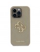 Guess iPhone 15 Pro Hülle Case Cover Perforated 4G Glitter Gold