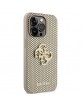 Guess iPhone 15 Pro Case Cover Perforated 4G Glitter Gold