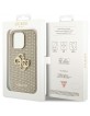 Guess iPhone 15 Pro Case Cover Perforated 4G Glitter Gold