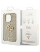 Guess iPhone 15 Pro Hülle Case Cover Perforated 4G Glitter Gold