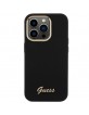 Guess iPhone 15 Pro Case Silicone Metal Logo Black