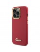 Guess iPhone 15 Pro Hülle Case Silikon Metall Logo Rot