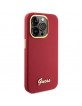 Guess iPhone 15 Pro Case Silicone Metal Logo Red