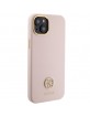 Guess iPhone 15 Hülle Case Silikon 4G Strass Diamond Logo Rosa