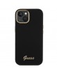 Guess iPhone 15 Case Silicone Metal Logo Black