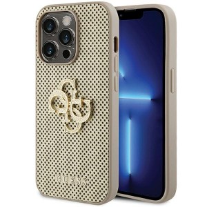 Guess iPhone 15 Pro Max Case Cover Perforated 4G Glitter Gold