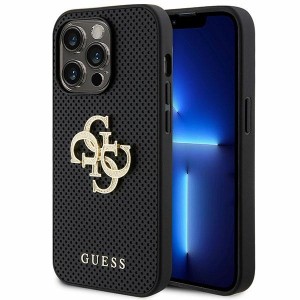 Guess iPhone 15 Pro Max Case Perforated 4G Glitter Black