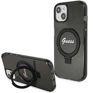 Guess iPhone 15 Plus Case Cover Ring Stand MagSafe Black