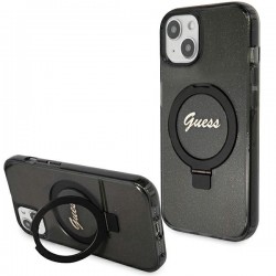 Guess iPhone 15 Case Cover Ring Stand MagSafe Black
