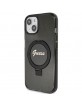 Guess iPhone 15 Case Cover Ring Stand MagSafe Black