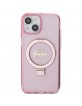 Guess iPhone 15 Hülle Case Cover Ring Stand MagSafe Rosa Pink