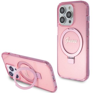 Guess iPhone 15 Pro Max Case Cover Ring Stand MagSafe Pink