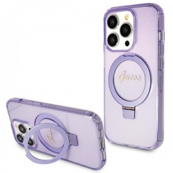 Guess iPhone 15 Pro Max Hülle Case Cover Ring Stand MagSafe Violett
