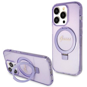 Guess iPhone 15 Pro Max Case Cover Ring Stand MagSafe Purple