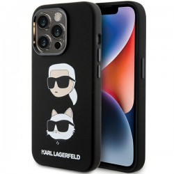 Karl Lagerfeld iPhone 15 Pro Hülle Case Silikon K & C Head Schwarz