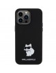 Karl Lagerfeld iPhone 15 Pro Case Silicone Choupette Metal Pin Black