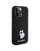 Karl Lagerfeld iPhone 15 Pro Hülle Case Silikon Choupette Metal Pin Schwarz