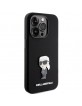 Karl Lagerfeld iPhone 15 Pro Hülle Case Silikon Ikonik Metal Pin Schwarz