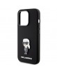Karl Lagerfeld iPhone 15 Pro Hülle Case Silikon Ikonik Metal Pin Schwarz