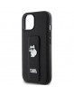 Karl Lagerfeld iPhone 15 Plus Case Grip Stand Saffiano Choupette Black