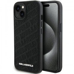 Karl Lagerfeld iPhone 15 Plus Hülle Case Cover Quilted K Pattern Schwarz