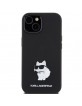 Karl Lagerfeld iPhone 15 Plus Case Silicone Choupette Metal Pin Black