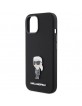 Karl Lagerfeld iPhone 15 Plus Case Silicone Ikonik Metal Pin Black