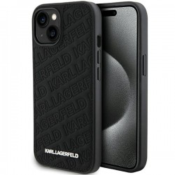 Karl Lagerfeld iPhone 15 Hülle Case Cover Quilted K Pattern Schwarz