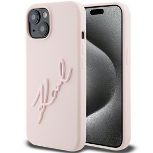 Karl Lagerfeld iPhone 15 Case Cover Silicone Signature Pink