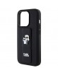 Karl Lagerfeld iPhone 15 Pro Max Case Grip Stand Saffiano K & C Black