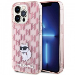 Karl Lagerfeld iPhone 15 Pro Max Hülle Case Cover Monogram Choupette Rosa