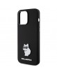 Karl Lagerfeld iPhone 15 Pro Max Case Silicone Choupette Metal Pin Black