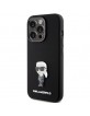 Karl Lagerfeld iPhone 15 Pro Max Case Silicone Ikonik Metal Pin Black