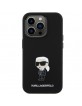 Karl Lagerfeld iPhone 15 Pro Max Hülle Silikon Ikonik Metal Pin Schwarz