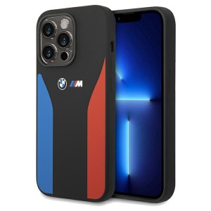 BMW iPhone 15 Pro Max Hülle Case Cover Blue Red Stripes M Silikon Schwarz