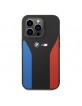 BMW iPhone 15 Pro Max Case Cover Blue Red Stripes M Silicone Black