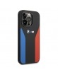 BMW iPhone 15 Pro Max Case Cover Blue Red Stripes M Silicone Black